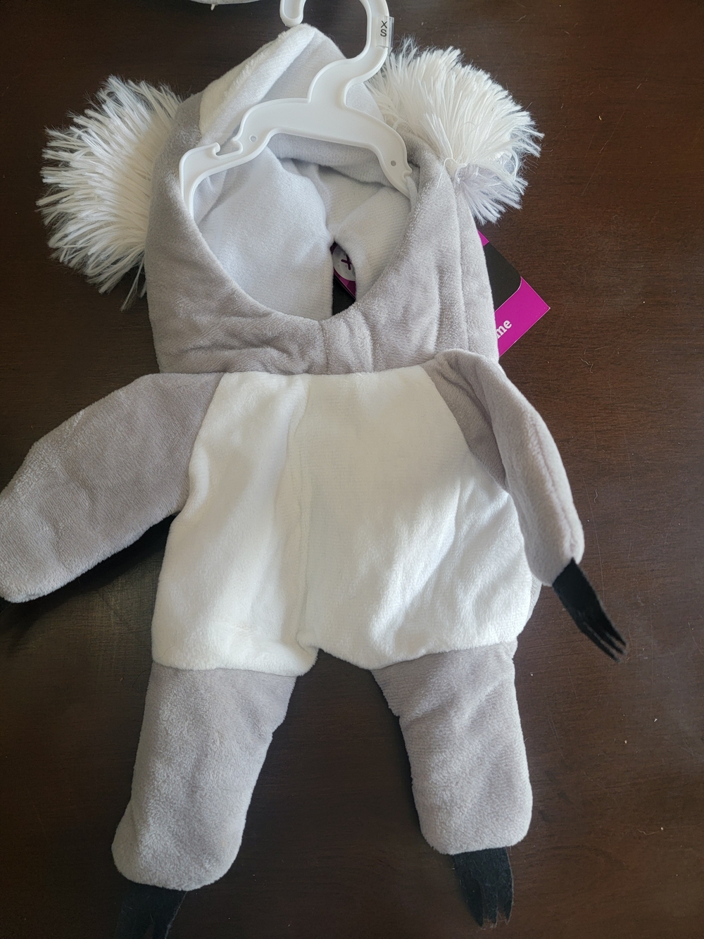Plush Gray & White Koala Dog Costume Hoodie